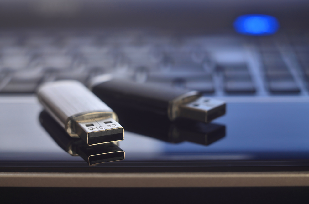 USB Sticks on a Laptop Keyboard